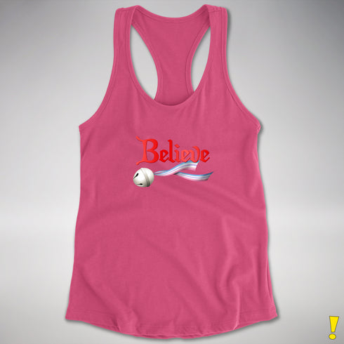 Believe Bigender Pride Flag Jingle Bell Racerback Tank - Hot Pink
